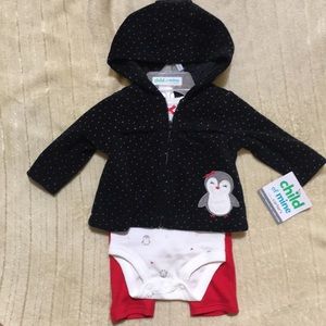 3-piece penguin onesie set